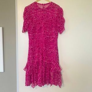 Tanya Taylor Carti Dress in Hot Pink